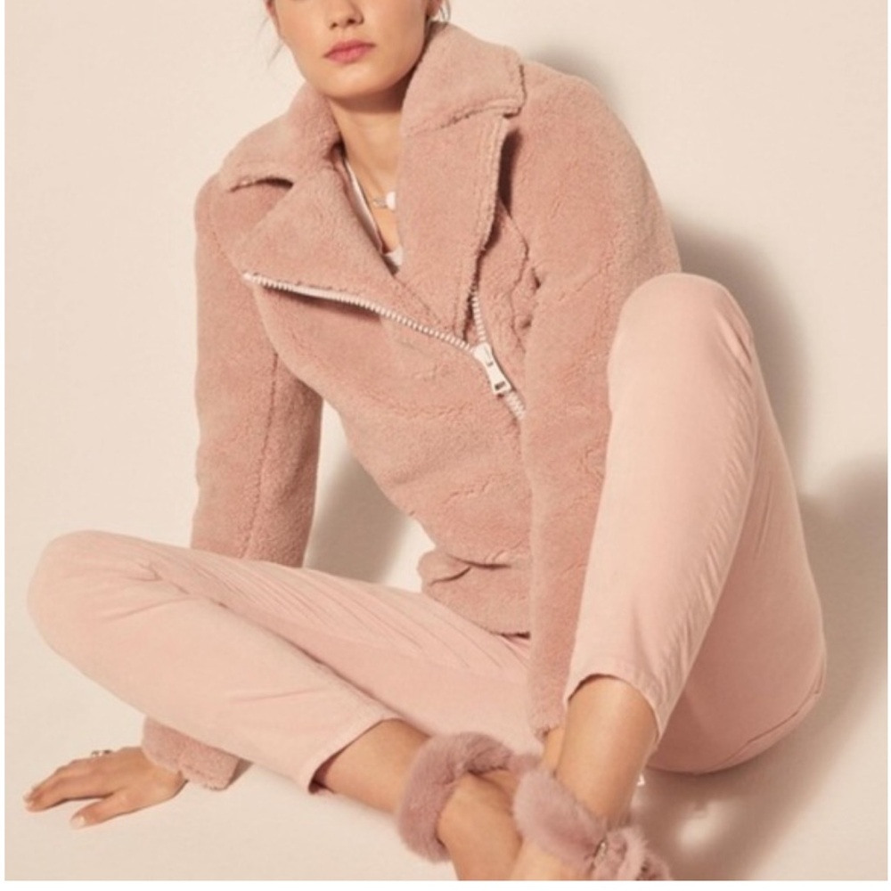 Pink Sherpa Jacket with Zipper Details